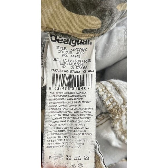 VTG Desigual Camo Cargo Pants 42 Boho Embellished Lace-Up Gorpcore Military Y2K - Picture 11 of 12